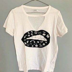 LAUREN MOSHI GRAPHIC WHITE T-SHIRT SIZE SMALL